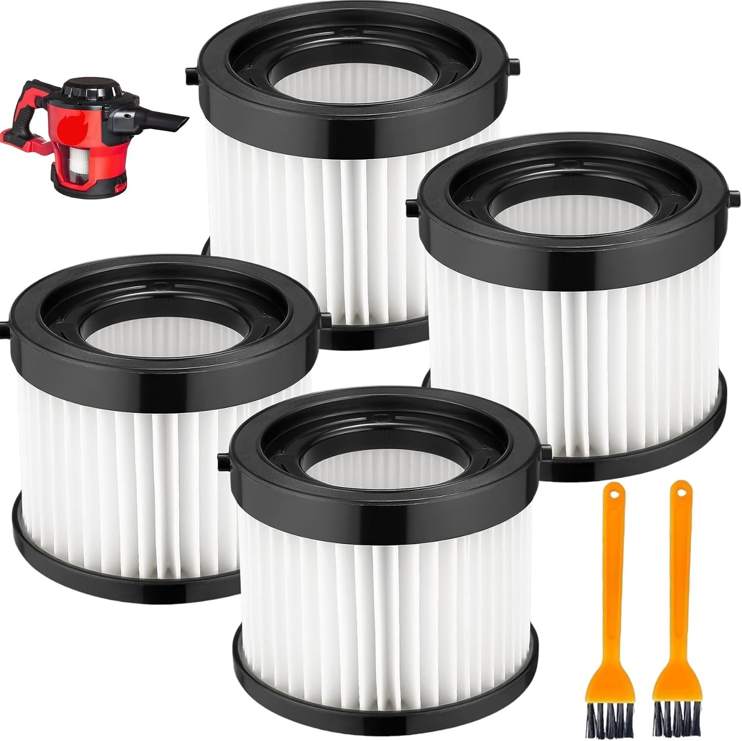 4 Pack 49-90-0160 Vacuum Filters for Milwaukee M18 Compact Vaccum, 0882-20 HEPA 4 Pack 49-90-0160 Vacuum Filters for Milwaukee M18 Compact Vaccum, 0882-20 HEPA