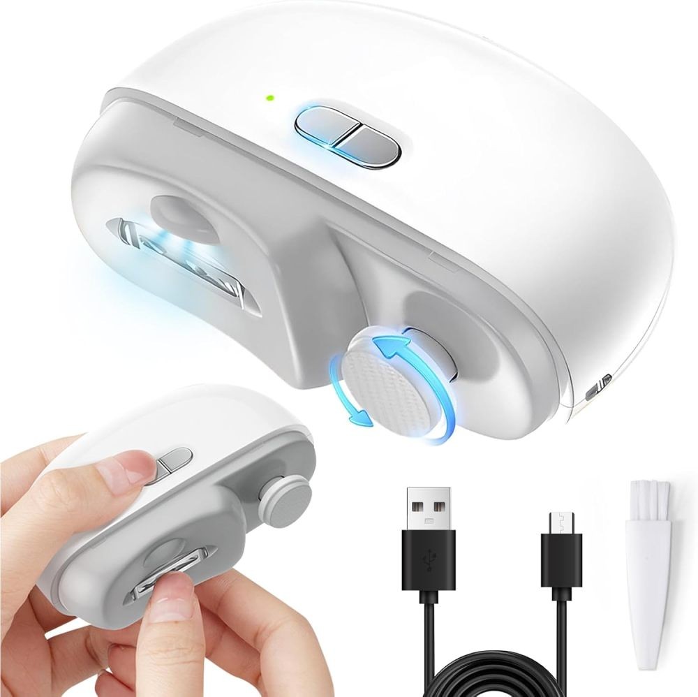 2 in 1 Electric Toe Nail Clippers Automatic Fingernail Trimmer with LED Light