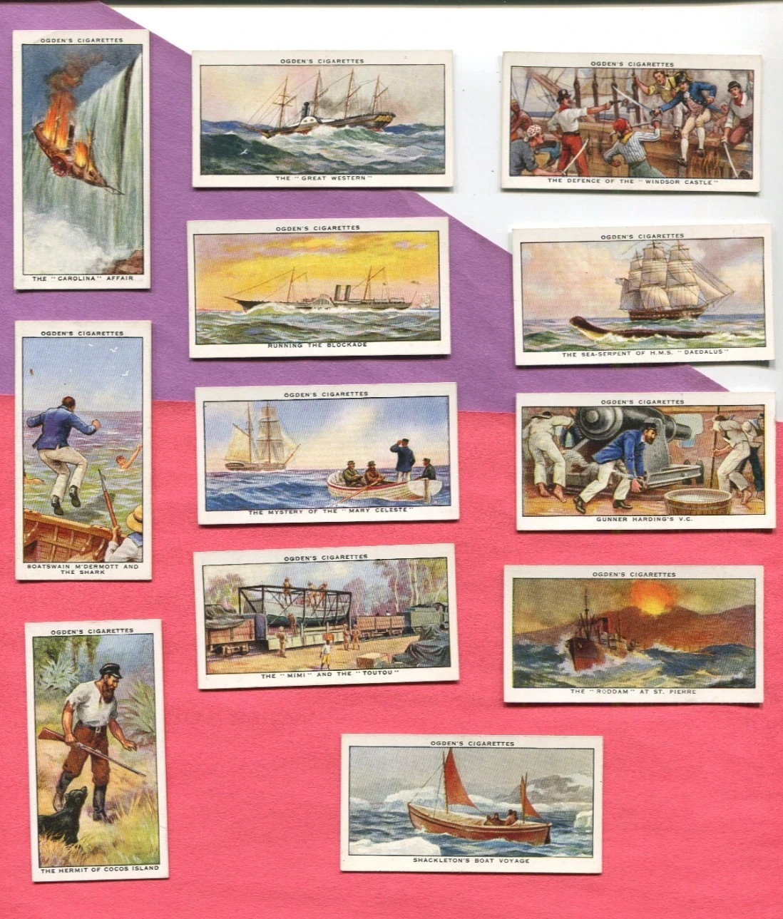 1939 OGDEN'S SEA ADVENTURE 50 DIFFERENT TOBACCO CARD SET