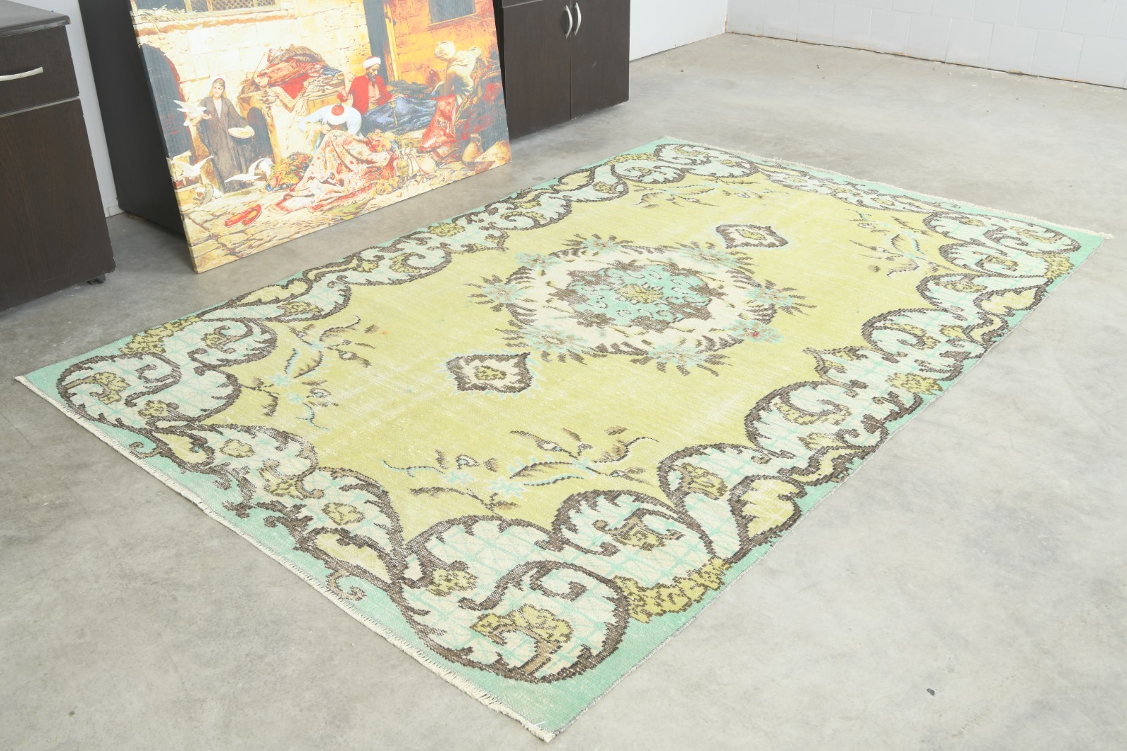5x8 Turkish Area Rug Hand-Knotted Vintage Neutral Wool Rug Oushak Carpet,274