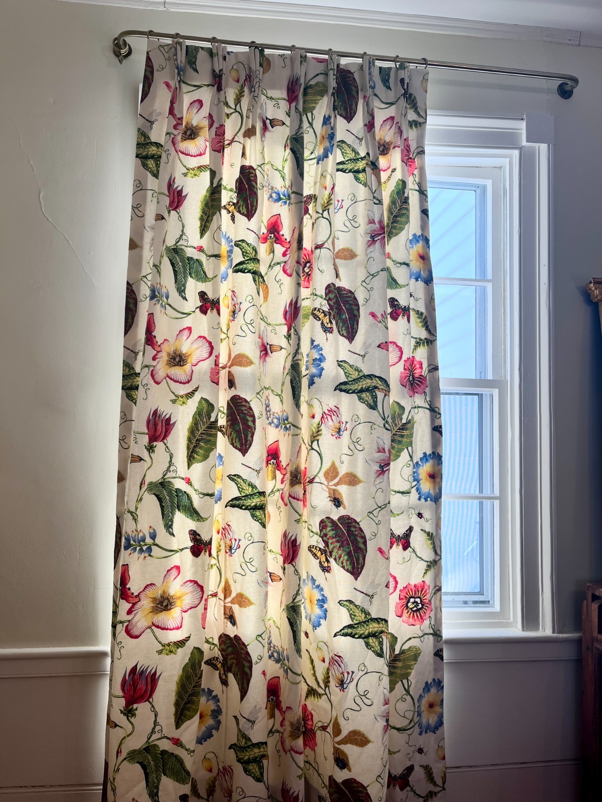 Custom DRAPES Garden Floral Butterfly Pinch Pleat Lined Weighted 80\