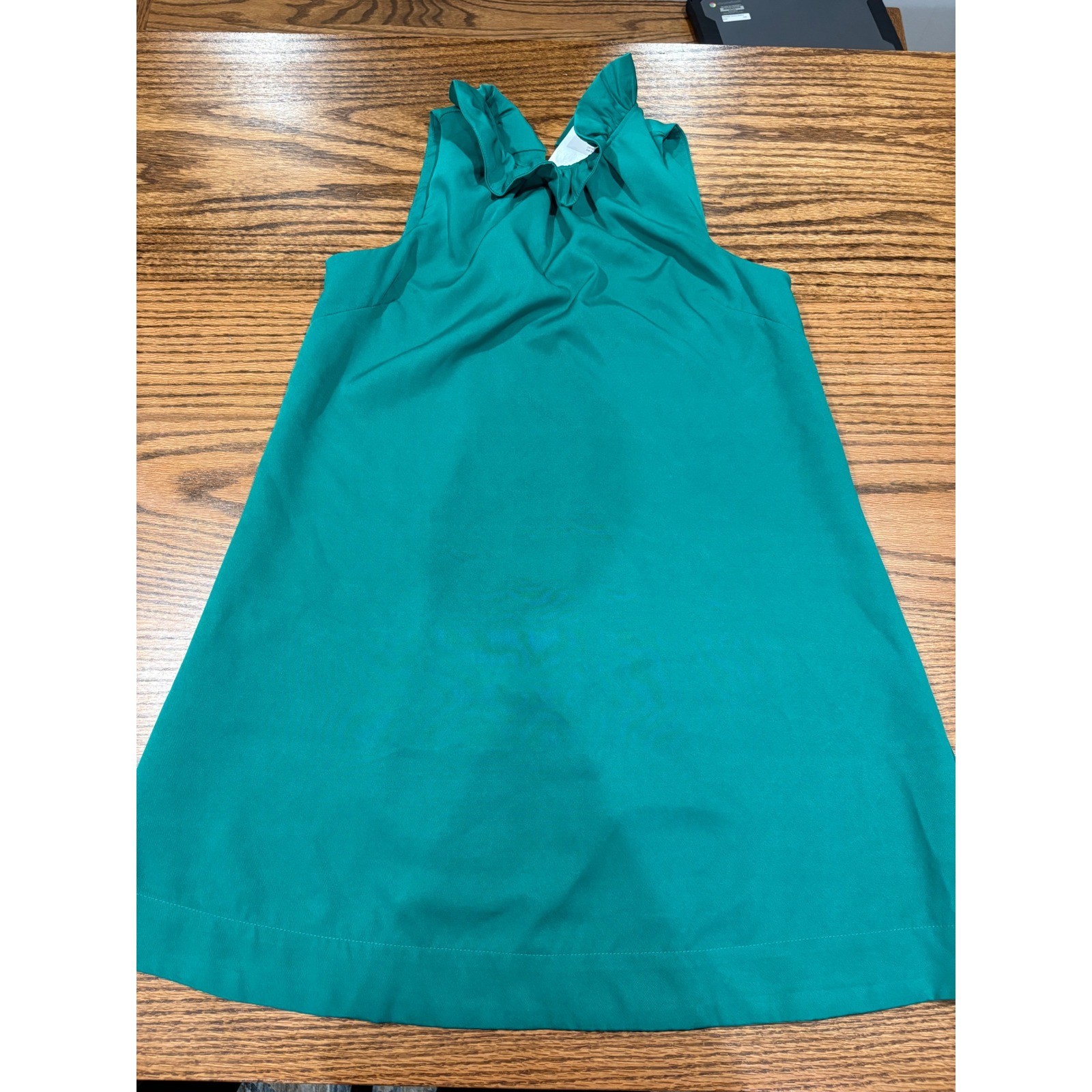 Umgee USA Green Summer Socialite Ruffle Neck Bow Back Shift Dress Small DR1823