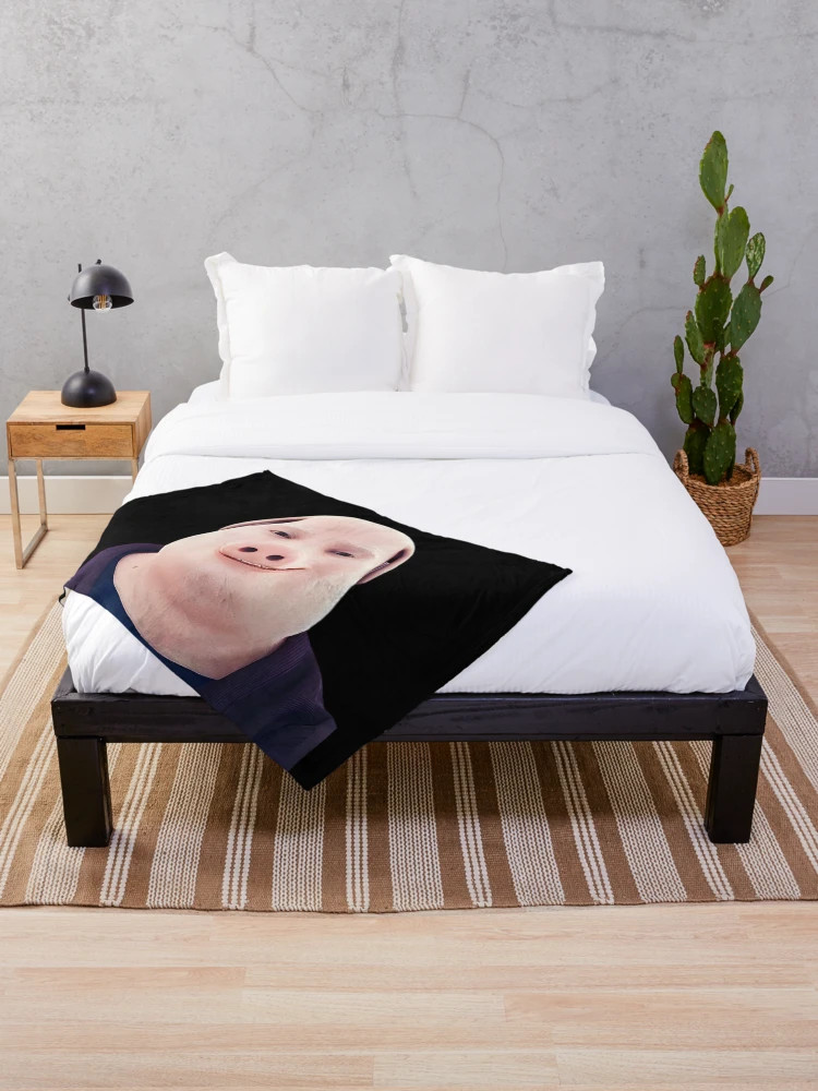 John Pork Velveteen Plush Blanket, Pig but also a Dude Throw Blanket, Influencer