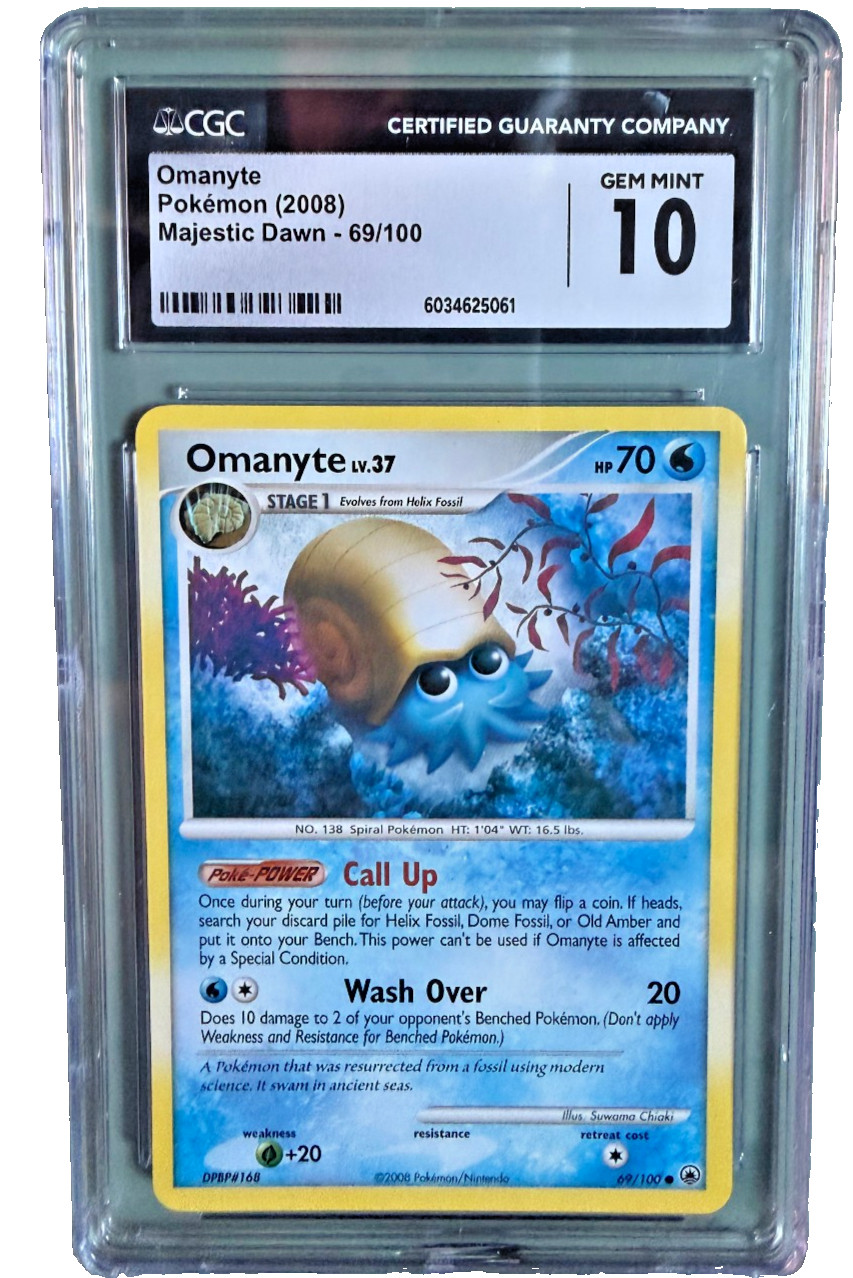 2008 Pokemon Majestic Dawn Omanyte 69/100 CGC 10 2008 Pokemon Majestic Dawn Omanyte 69/100 CGC 10