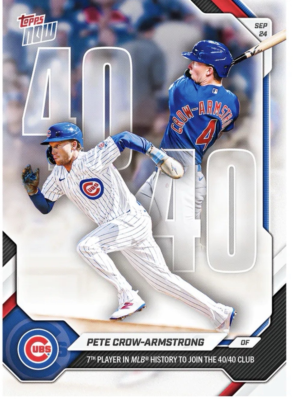 2026 Topps Now #712 Pete Crow-Armstrong 40/40 Season Club Chicago Cubs PRESALE