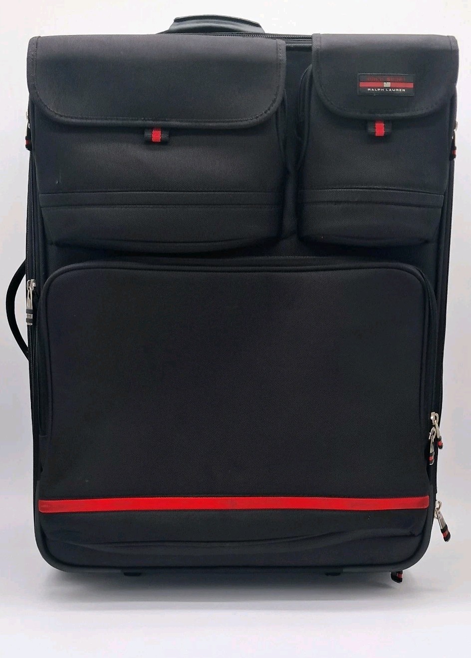 Polo Sport Ralph Lauren Vintage Black Softside Rolling Suitcase Luggage Rare Red