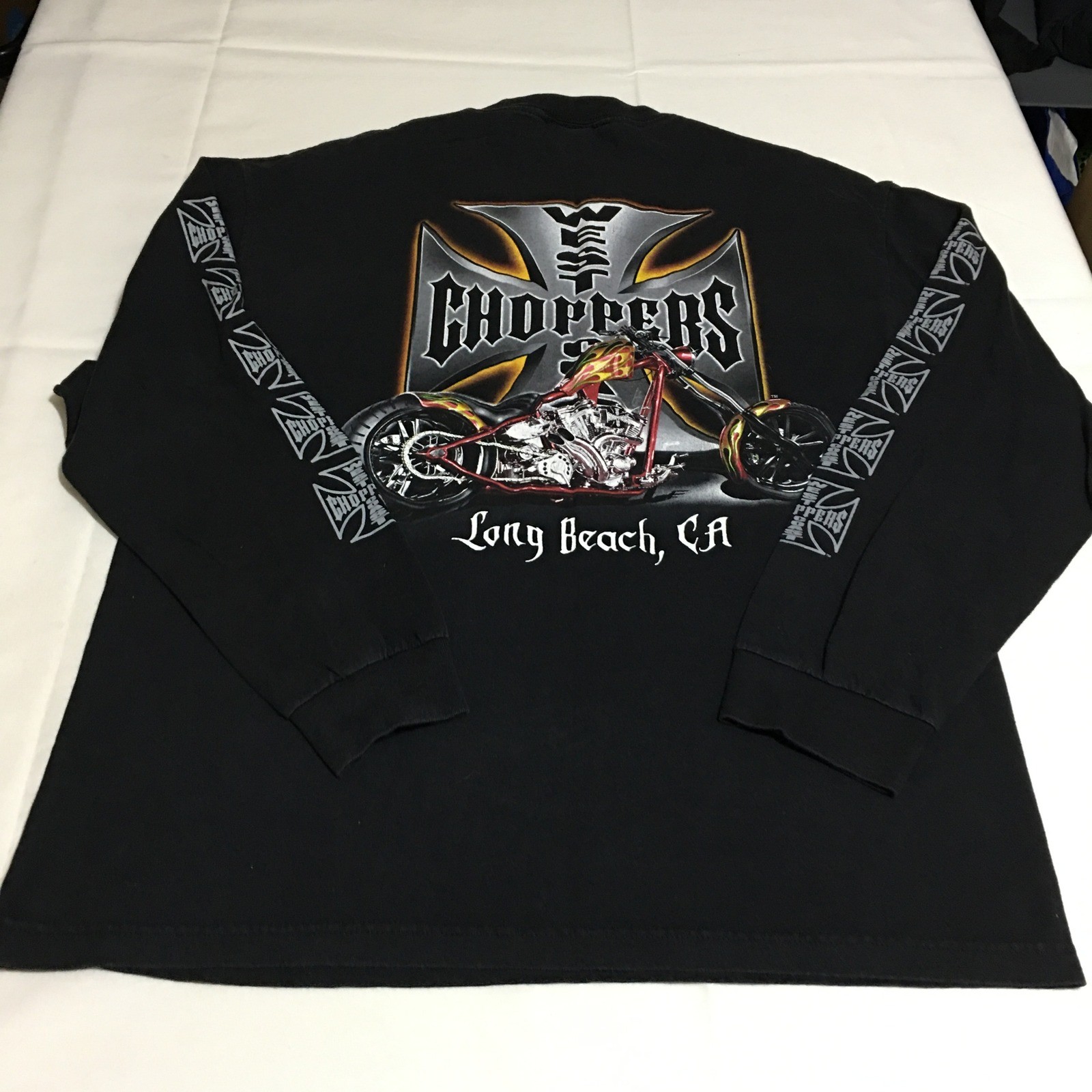 Vtg West Coast Choppers Long Sleeve T-Shirt Mens XL Black Long Beach Jesse Who