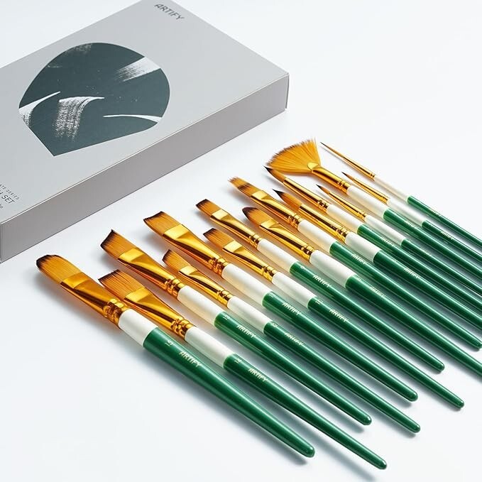 15 Pcs Acrylic Paint Brush Set Professional Artist Nylon Hair ARTIFY 15 Pcs Acrylic Paint Brush Set Professional Artist Nylon Hair ARTIFY