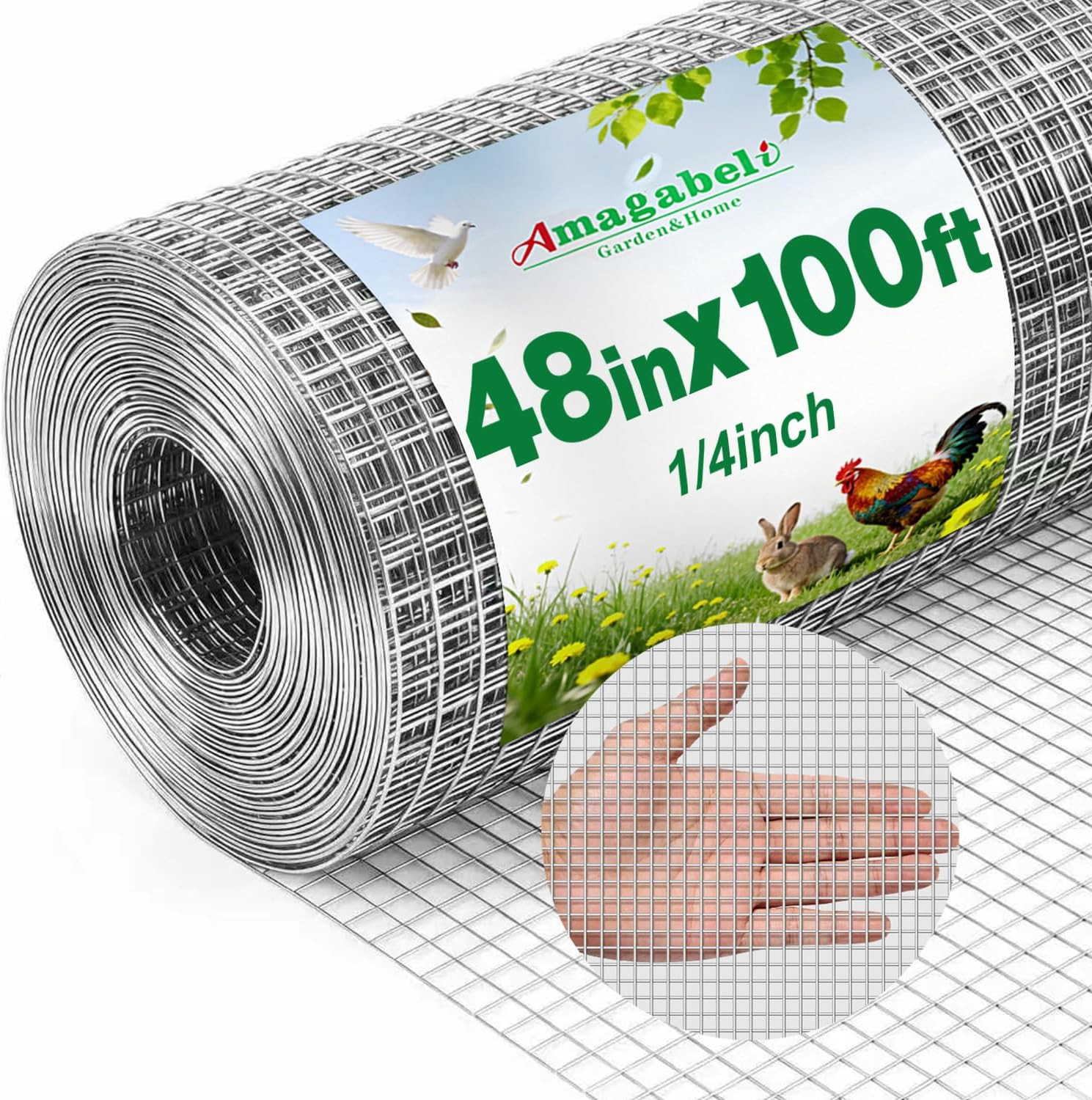 Amagabeli Galvanized Hardware Cloth 1/4 Inch 48 X 100Ft 23 Gauge Chicken Wire Fe Amagabeli Galvanized Hardware Cloth 1/4 Inch 48 X 100Ft 23 Gauge Chicken Wire Fe