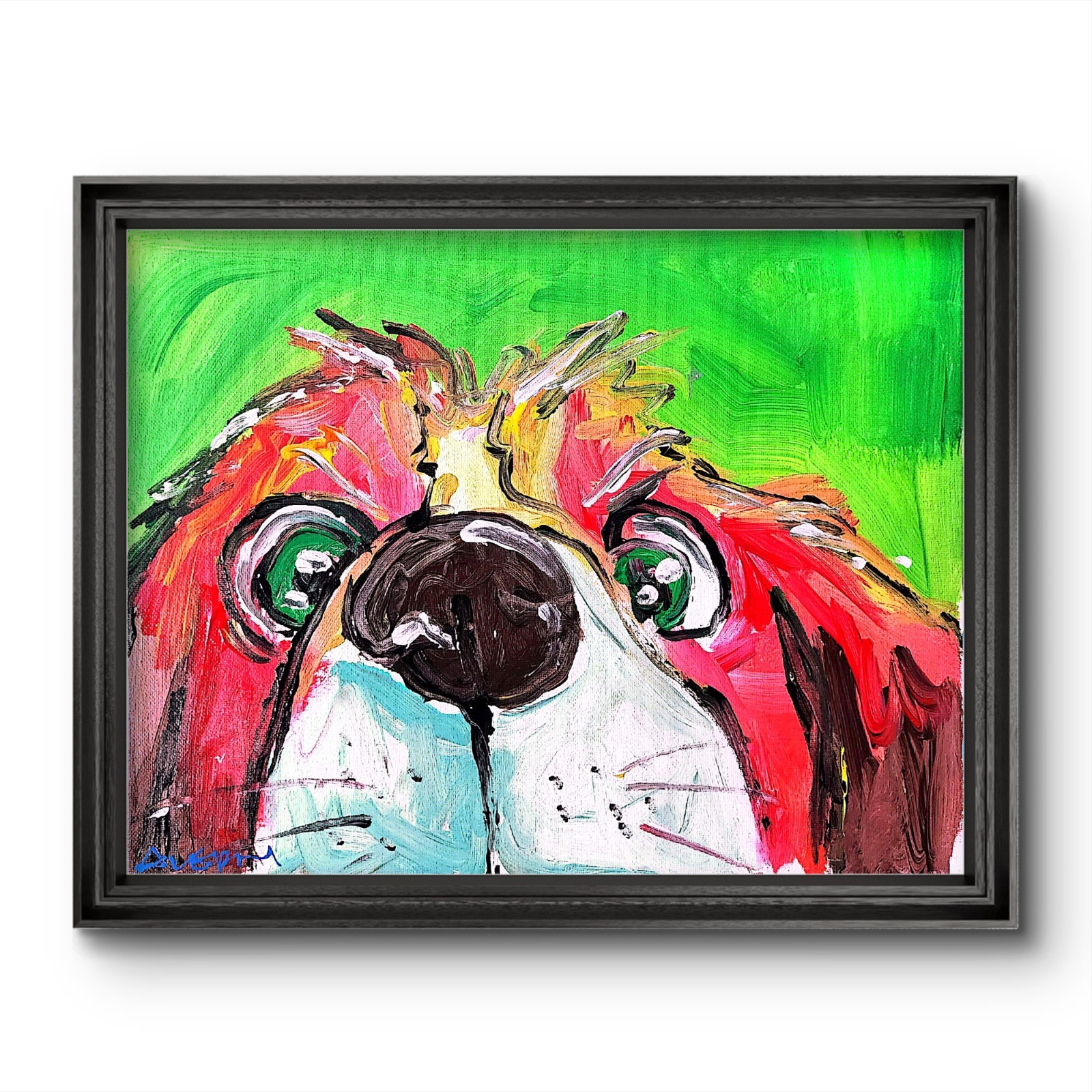 Aleph Original Art Dog 14x11 Abstract Expressionist Decor Painting Canvas