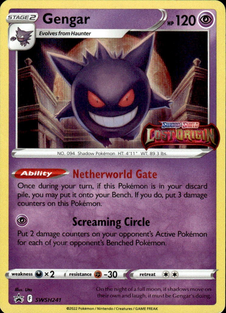 Gengar (Prerelease) SWSH241 Holo Promo Sword & Shield Promo Near Mint Gengar (Prerelease) SWSH241 Holo Promo Sword & Shield Promo Near Mint