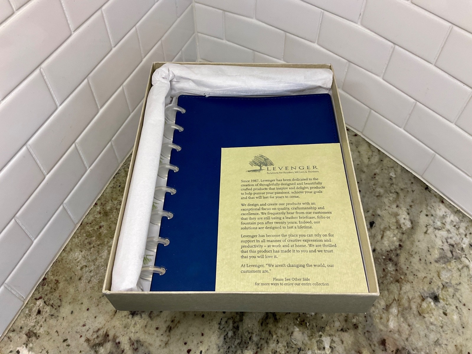 LEVENGER Royal Bue Junior Sized Sea And Sky Silver Foldover Notebook