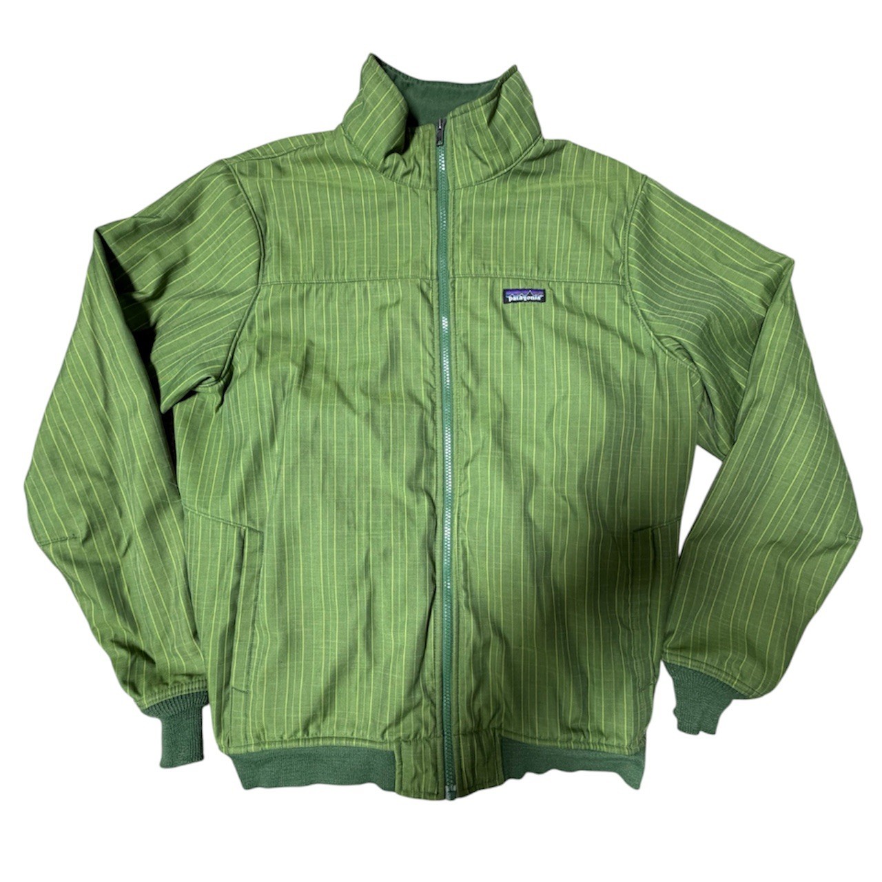 Vintage Rare Patagonia Kernelius Bomber Jacket Mens Large Green Striped Full Zip Vintage Rare Patagonia Kernelius Bomber Jacket Mens Large Green Striped Full Zip