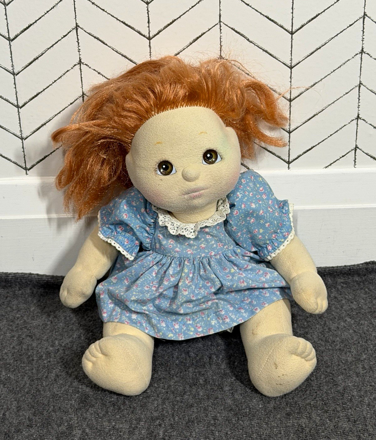 Mattel My Child Vintage Doll Red Hair Brown Eyes Soft Body Girl Dress Flaws Read