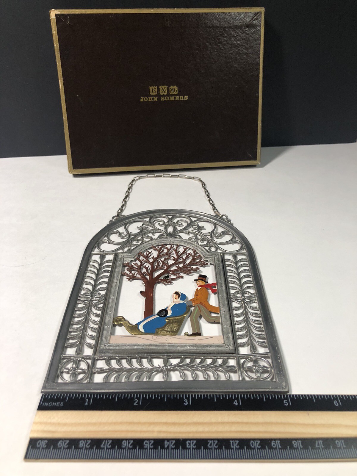 Vintage John Somers Brazil Pewter Hand Painted Folk Art Lot of 11 with boxes