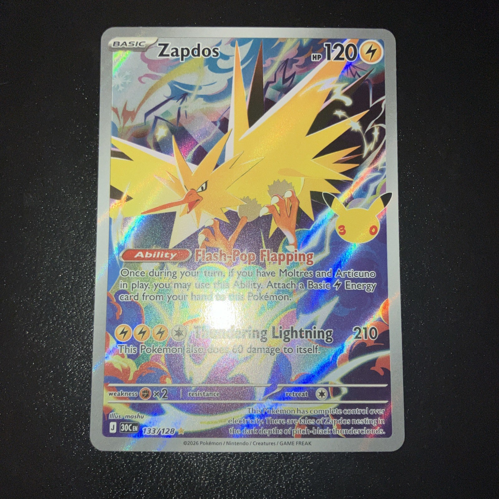 Zapdos 133/128 Pokemon 30th Celebration NM Zapdos 133/128 Pokemon 30th Celebration NM