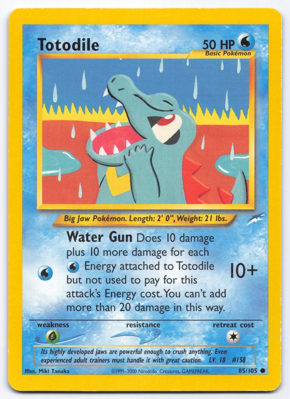 Totodile 85/105 Neo Destiny Unlimited Common Pokemon Card Miki Tanaka LP