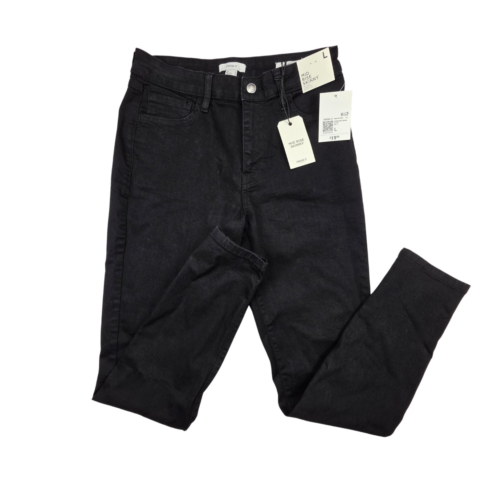 Forever 21 Jeans Womens Large (28x28) Black High Rise Skinny Dark Wash Denim NWT