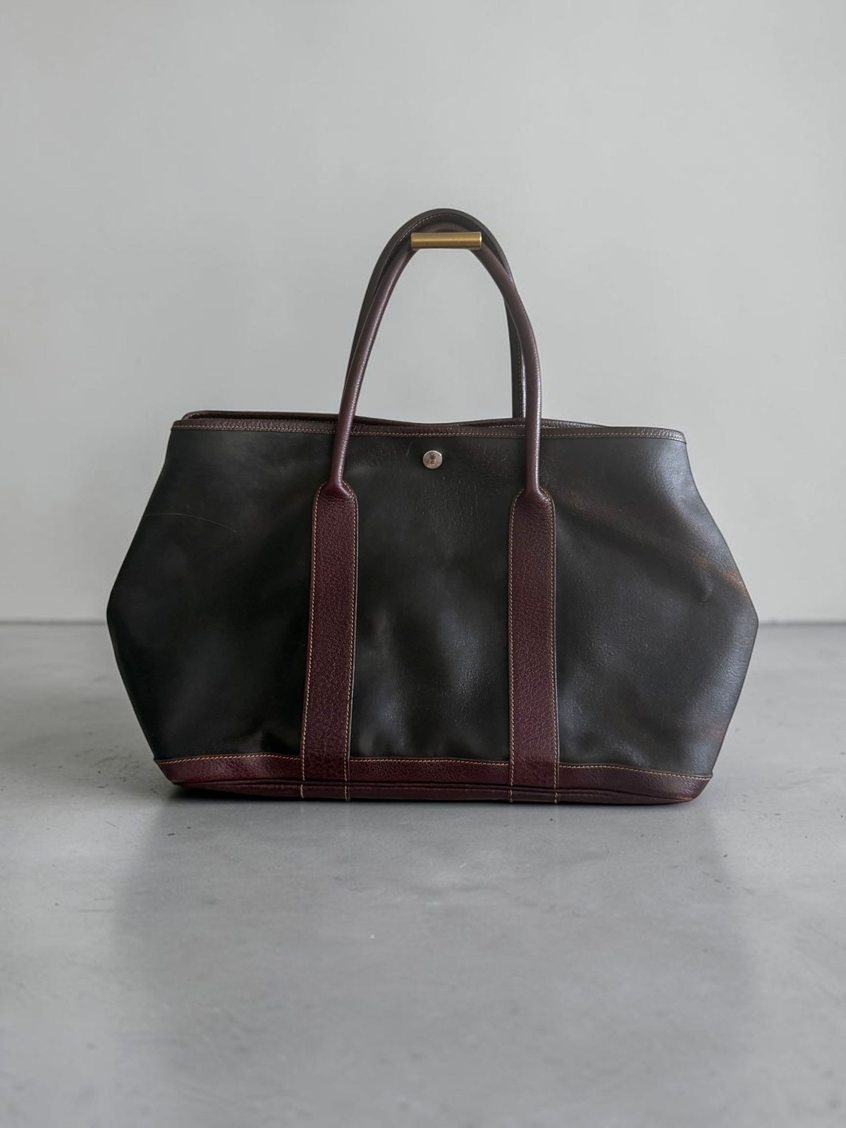 HERMES Amazonia Garden Party 36 Burgundy Brown Leather Tote Bag