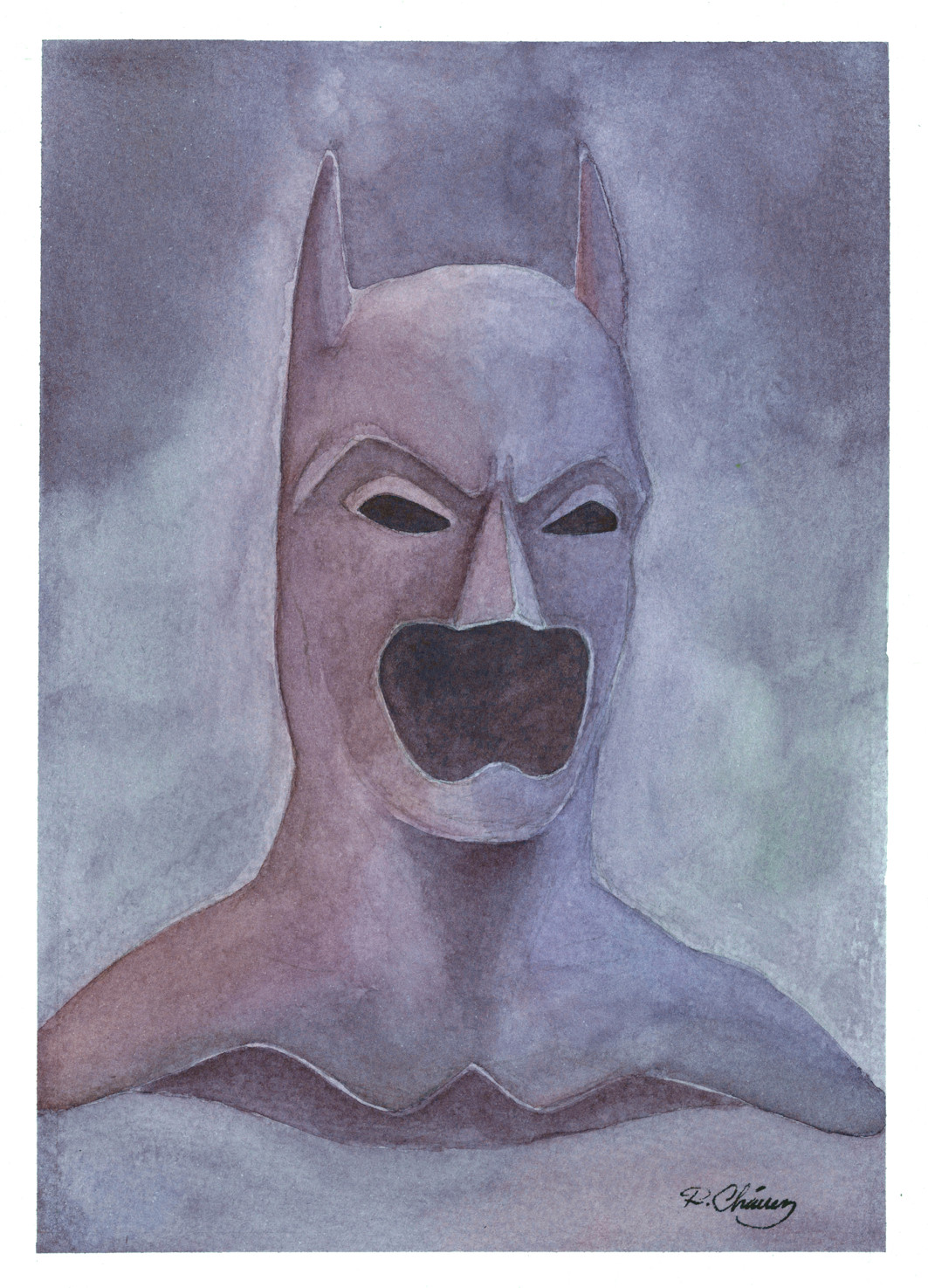 Original Figurative Fiction Costume Mask Watercolor Signed Fine Art Original Figurative Fiction Costume Mask Watercolor Signed Fine Art