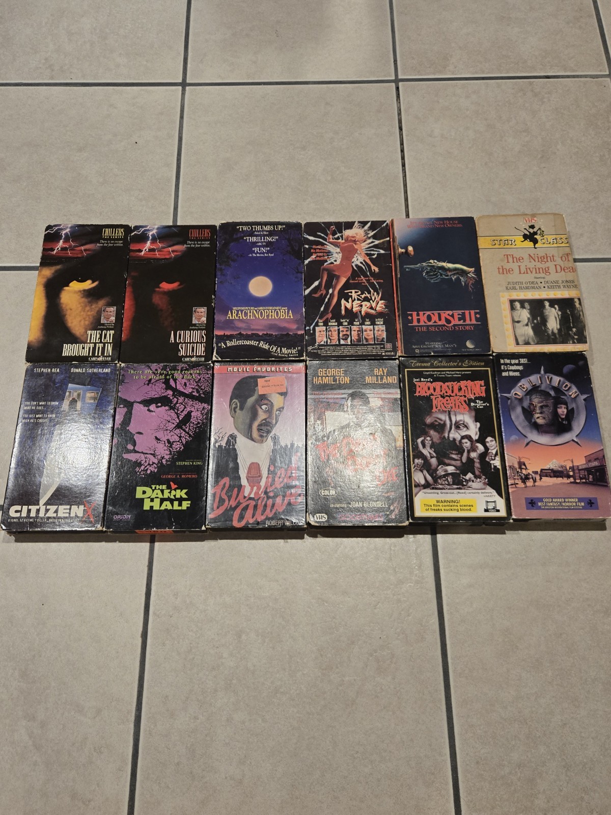 VINTAGE HORROR VHS LOT OF (12) 100% MOLD FREE VINTAGE HORROR VHS LOT OF (12) 100% MOLD FREE