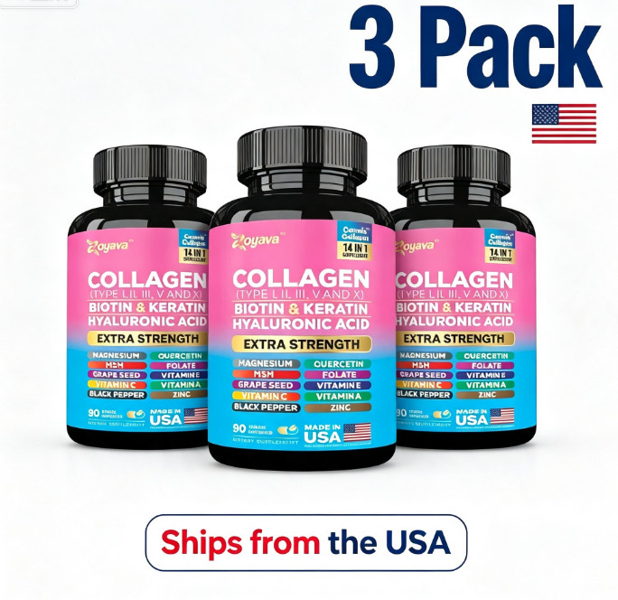 3x NEW Beauty Collagen Complex Type I II III V X Biotin Keratin 90 Capsules
