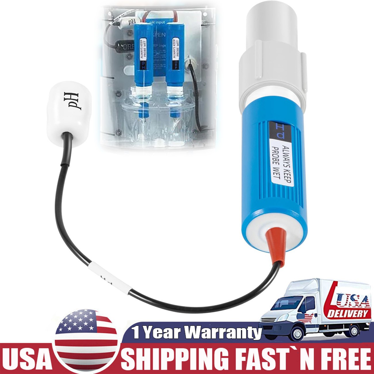 GLX-PROBE-PH Replacement PH Probe Sensor For Hayward Sense and Dispense