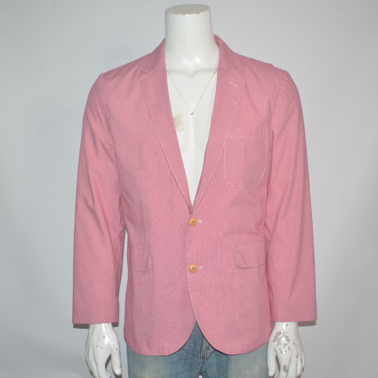 Mint J CREW Ludlow 100% Cotton Red Mini-check Sport Coat Sz M