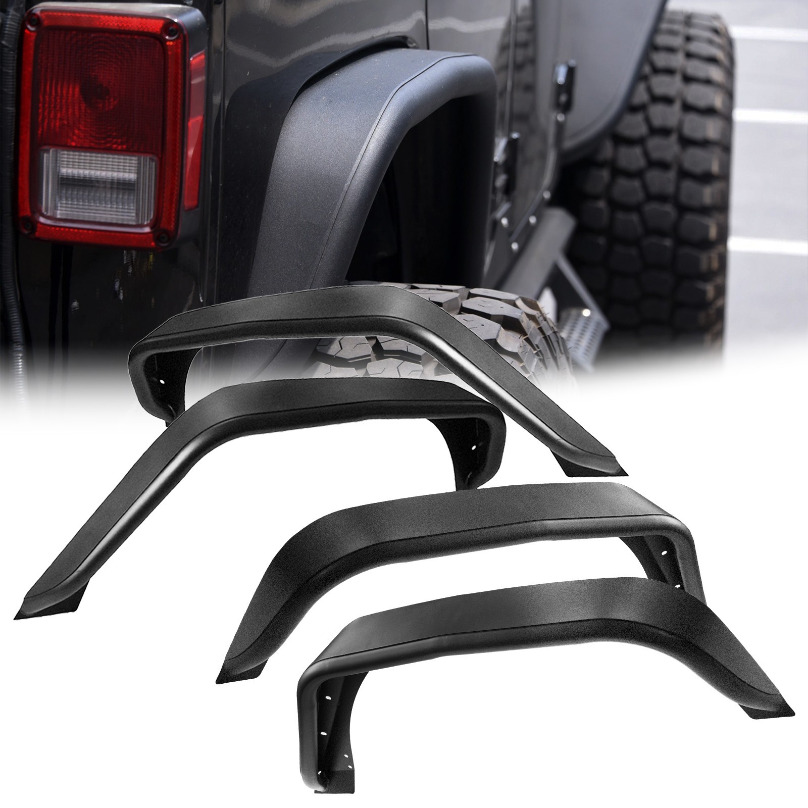 4PCS Metal Tubular Fender Flares For 2007-2018 Jeep Wrangler JK 2/4 Doors 4PCS Metal Tubular Fender Flares For 2007-2018 Jeep Wrangler JK 2/4 Doors