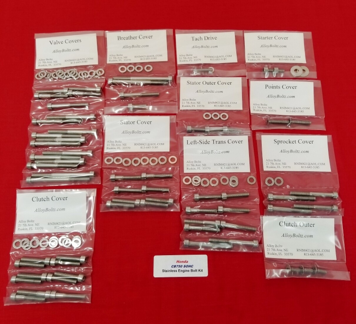 HONDA 1968-1978 SOHC CB750 CB750F CB750K POLISHED STAINLESS ENGINE BOLT KIT SET