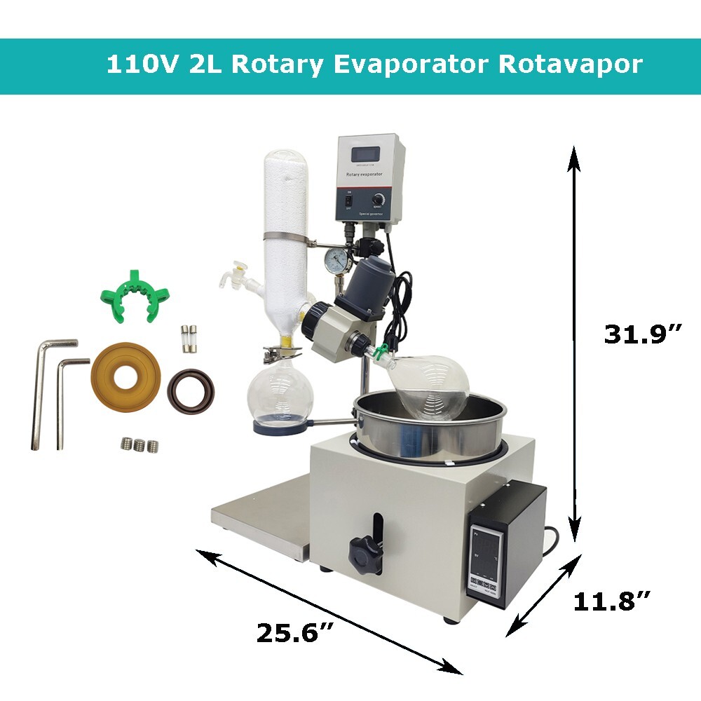110V 2L Laboratory Rotavapor Rotovap Vacuum Rotary Evaporator with Pump Chiller