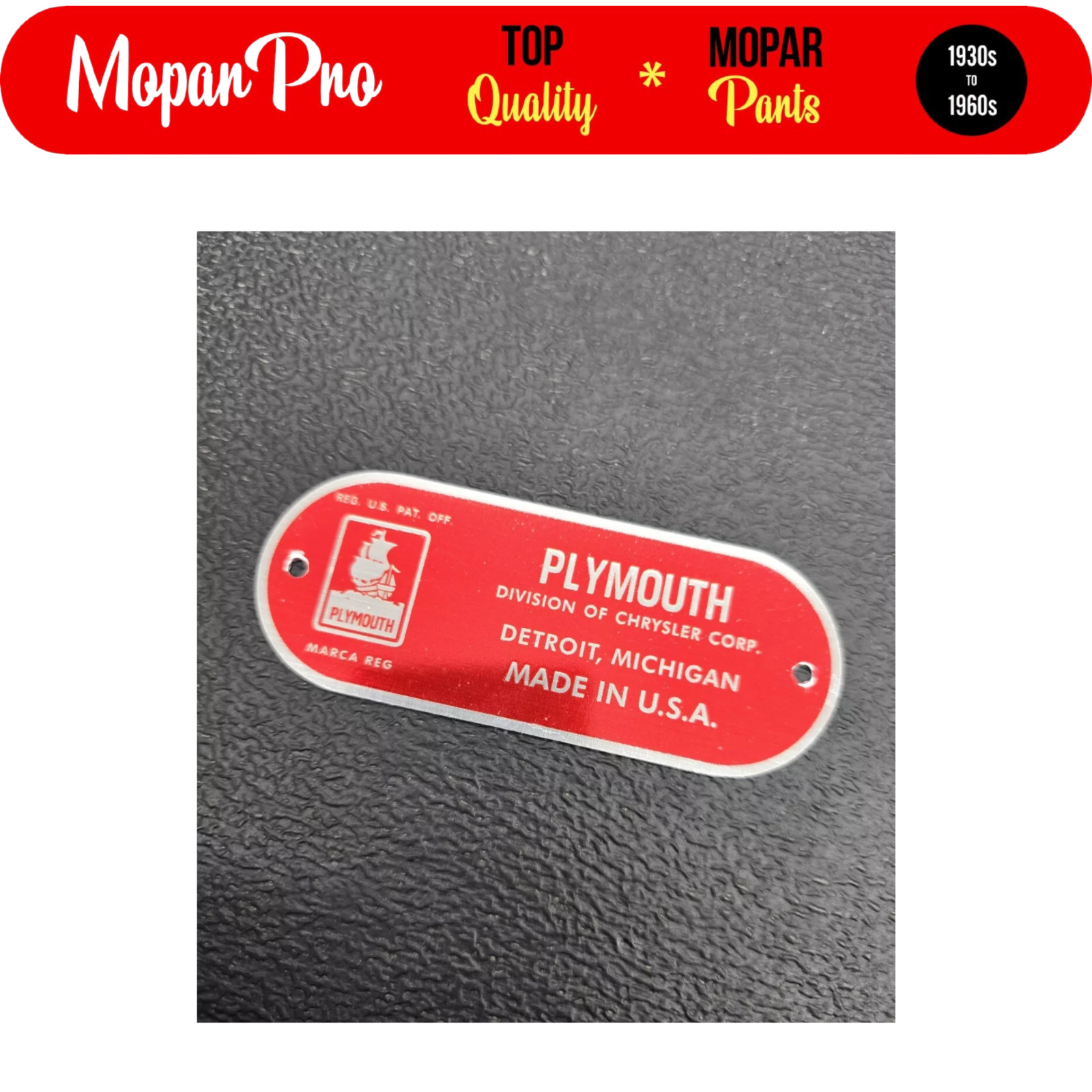 1940 1951 1952 1953 1954 PLYMOUTH FIREWALL TAG NEW FITS PLYMOUTH 