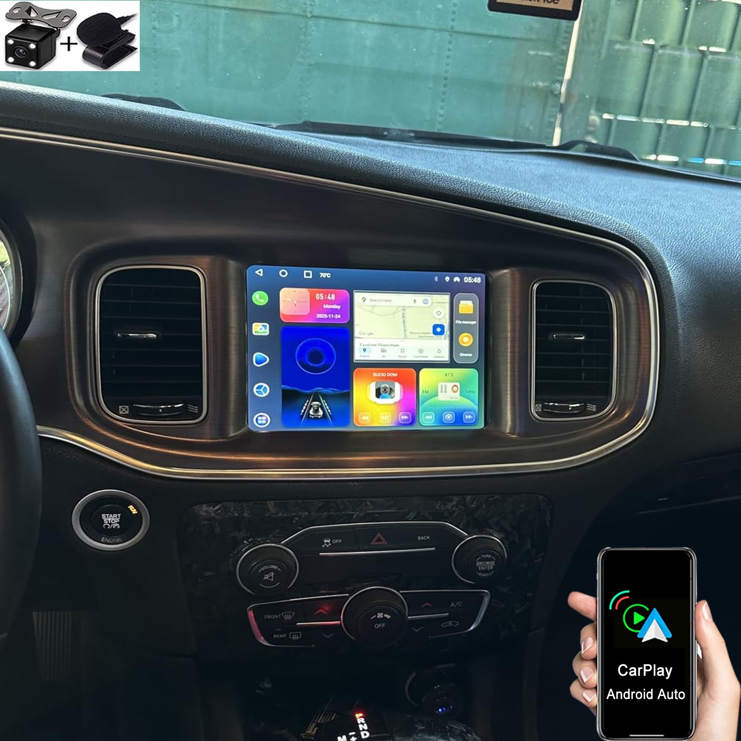 4+64GB CarPlay Android 15 FOR DODGE CHARGER 2011-2023 GPS Radio Stereo +CAM