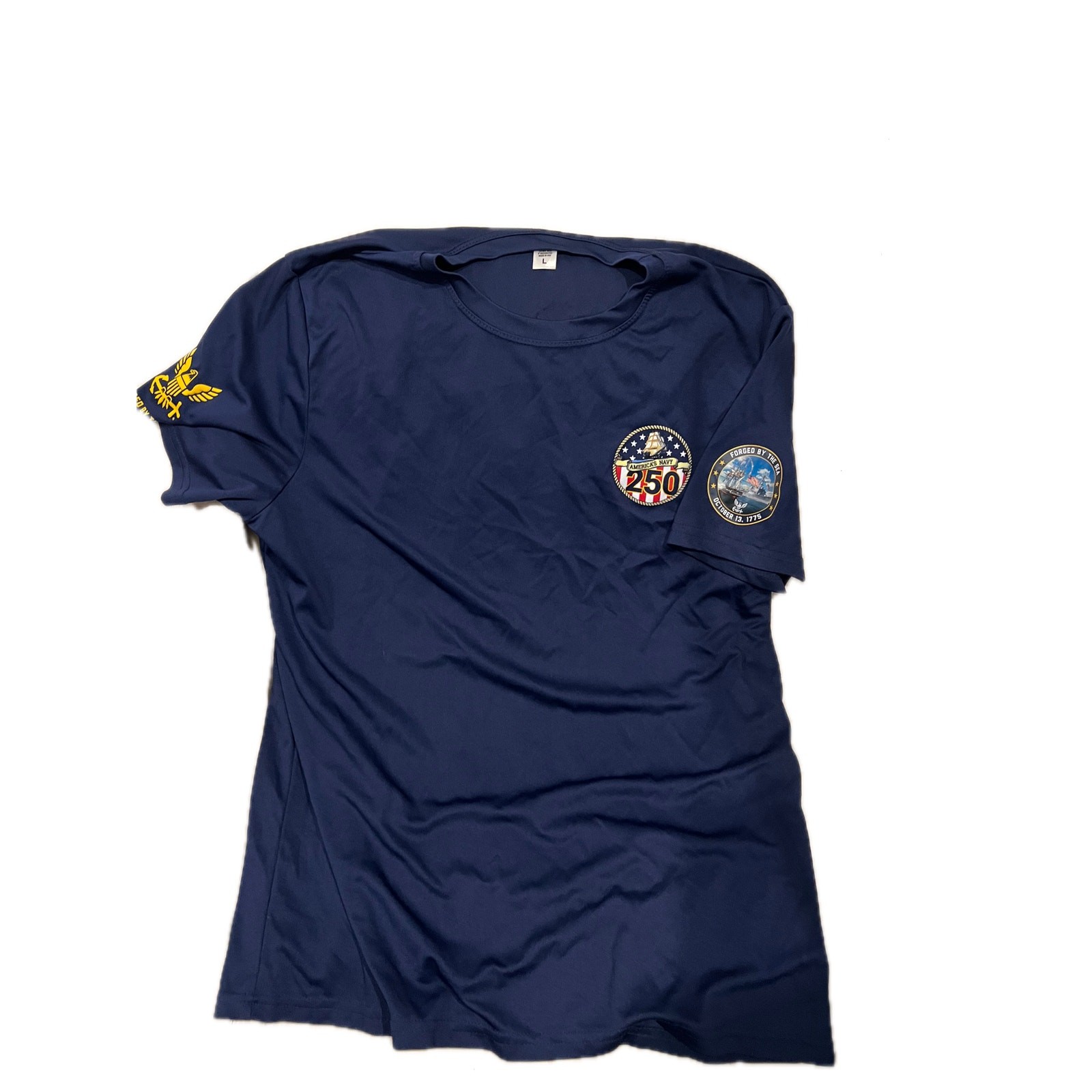 US Navy Forged By The Sea 250 Yr DriFit Type TShirt Mens L