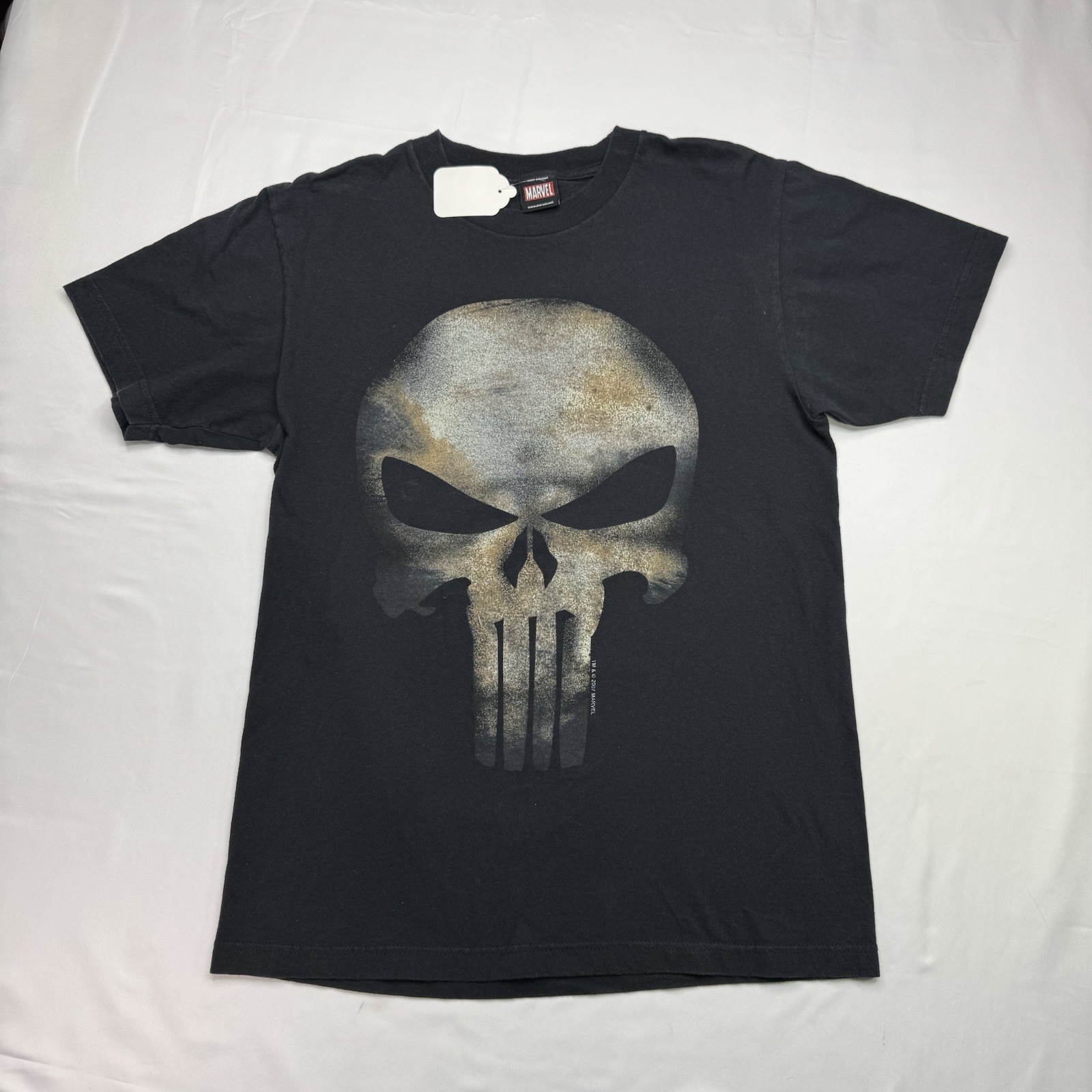 Vintage Mad Engine Y2K Tee M Black The Punisher Skull 2007 Marvel Fader Medium