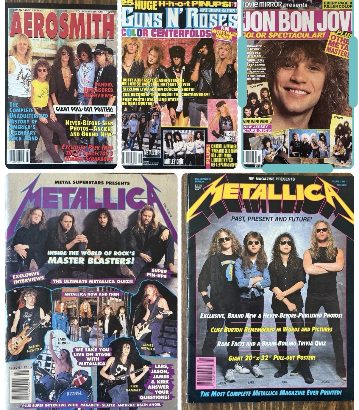 Vintage Rock Collector Magazine Lot Metallica GNR Bon Jovi Aerosmith Vintage Rock Collector Magazine Lot Metallica GNR Bon Jovi Aerosmith
