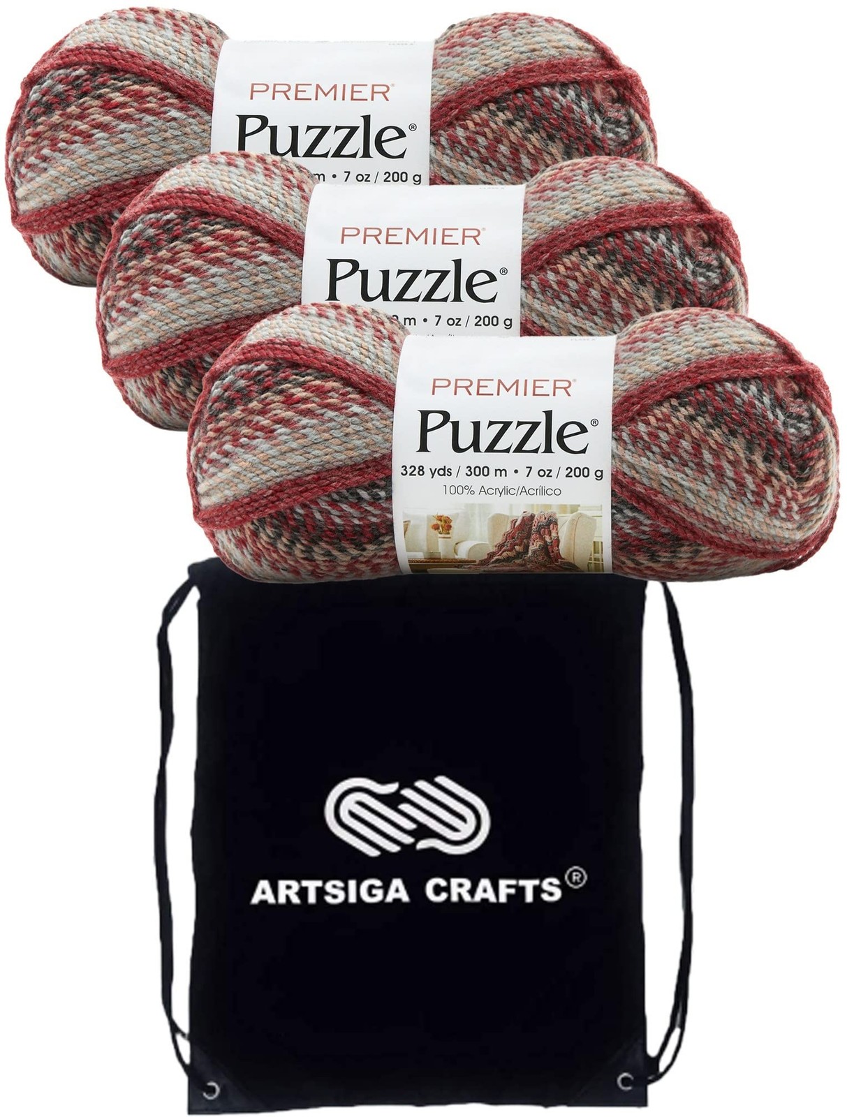 Premier Yarns Puzzle Solitaire 1050-23 3-Skeins Same Dye Lot Chunky Bulky #5 Premier Yarns Puzzle Solitaire 1050-23 3-Skeins Same Dye Lot Chunky Bulky #5