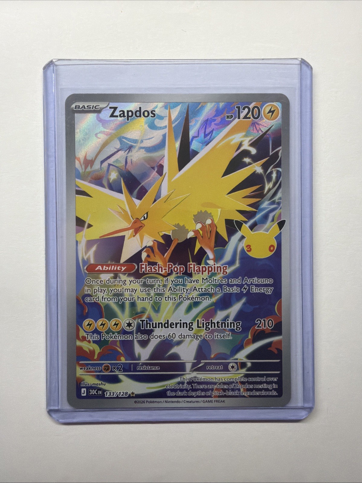 Zapdos 133/128 Illustration Rare Pokémon TCG 30th Anniversary NM