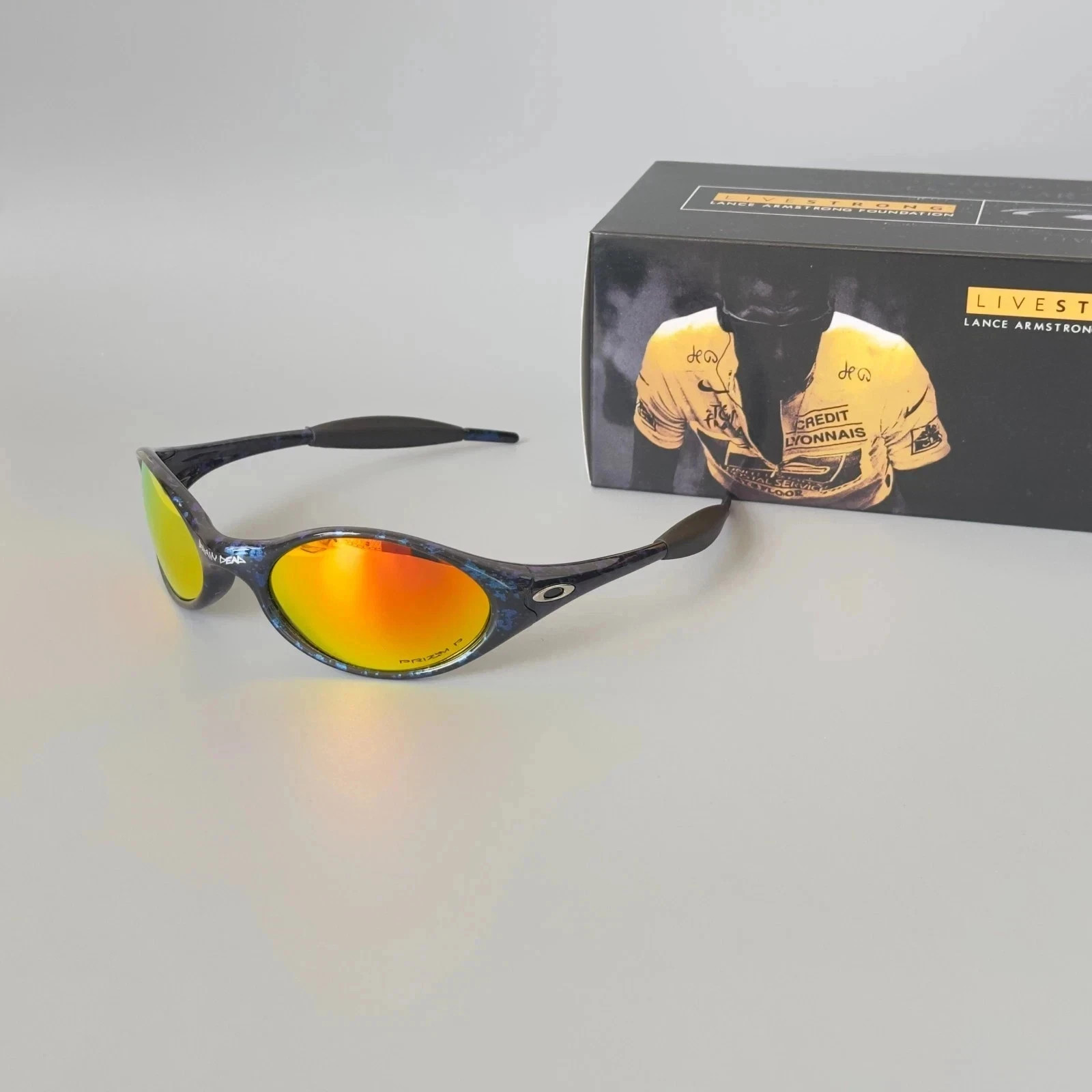 Vintage Oakley eye Jacket X Brain dead Blue Drip Sunglasses Hype Y2K GORPCORE