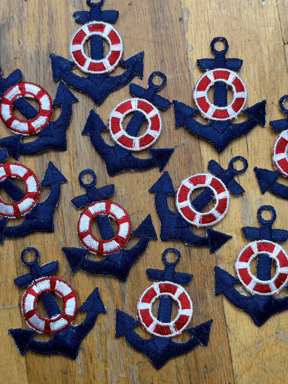 Vintage 1970s Nautical Anchor Life Preserver Iron-On Patches Applique Lot of 11