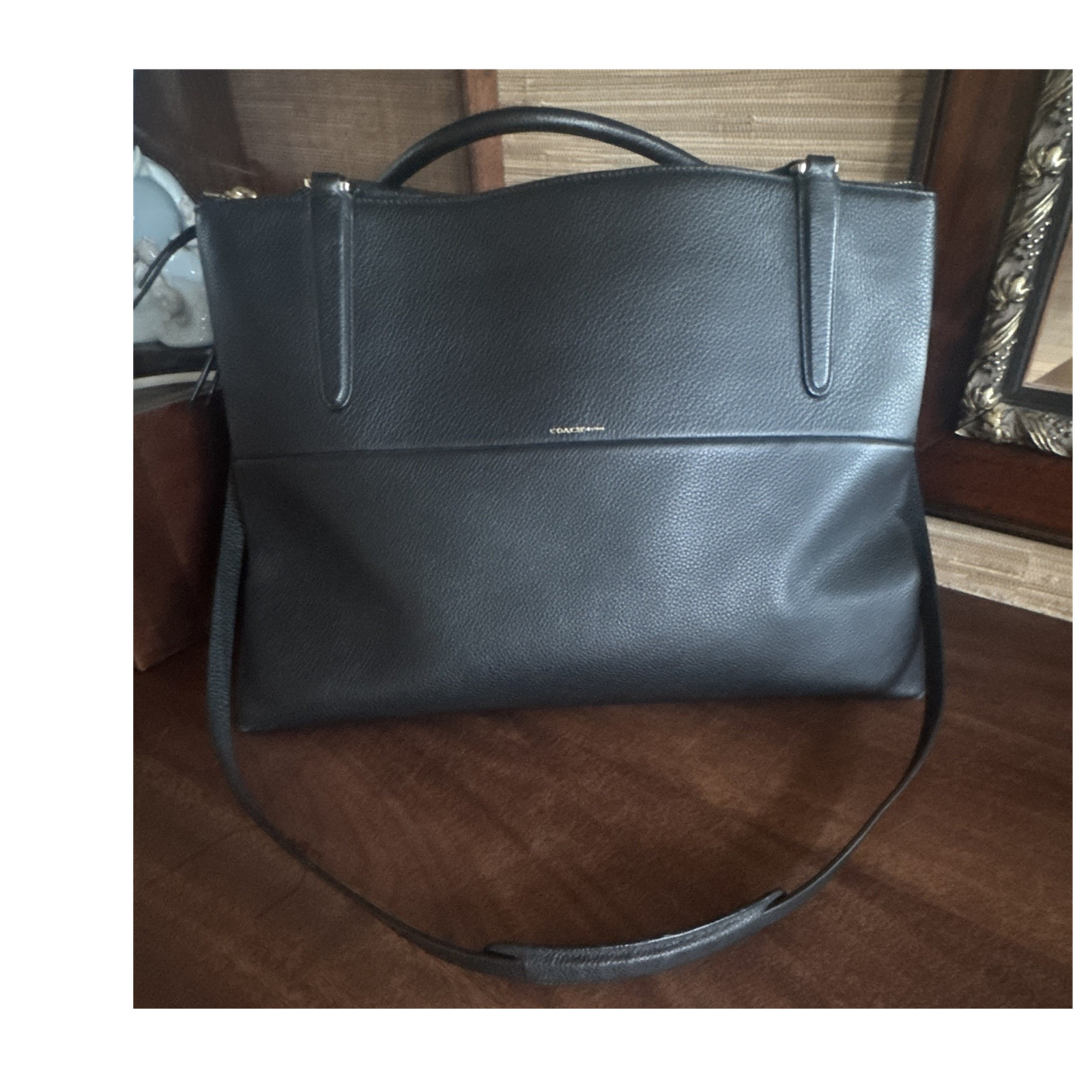 Coach NewYork Black Pebbled Zip ladies satchelw/ Detachable shoulder strap. 