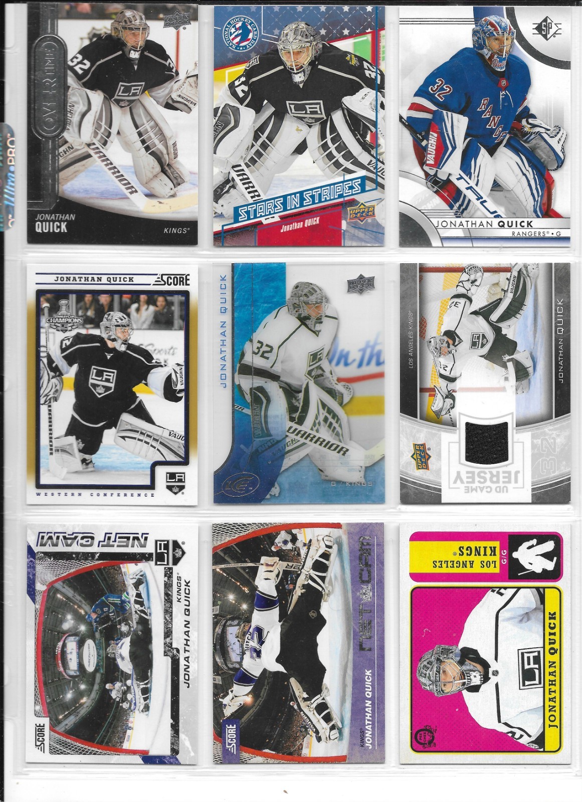 HUGE JONATHAN QUICK 95 CARD 70 DIFFERENT LOT c LA KINGS w/ GU Jersey