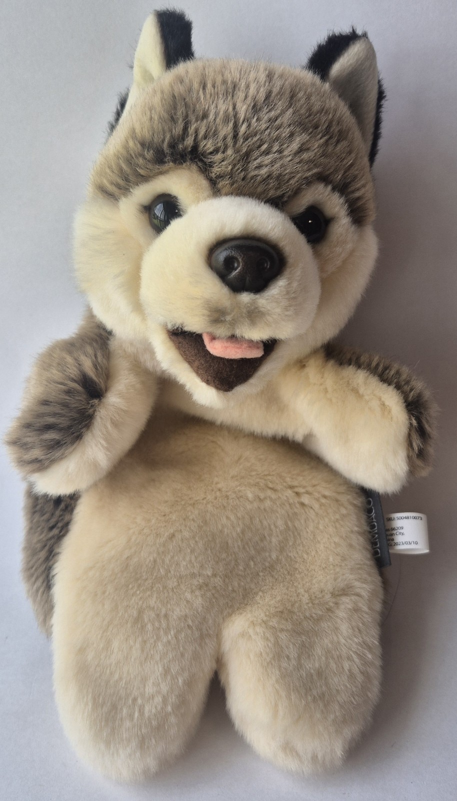 Demdaco Wolf Siberian Husky Grey And Tan Hand Plush Puppet 2023