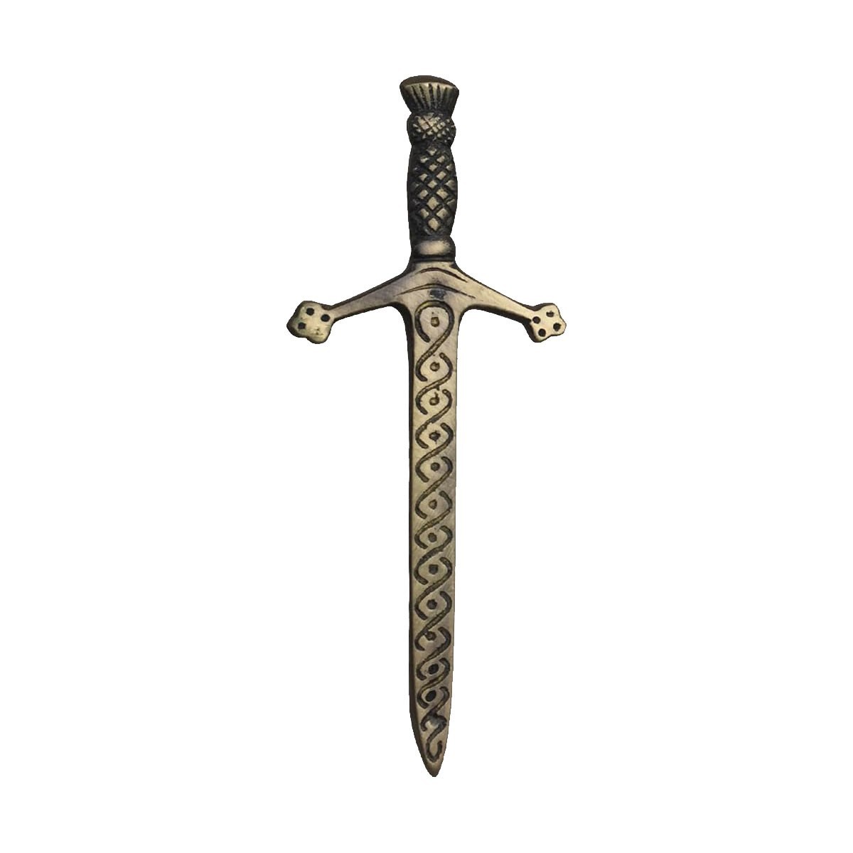 AAR Celtic Kilt Antique Chrome Pins Scottish Thistle Crest Hilt 4\