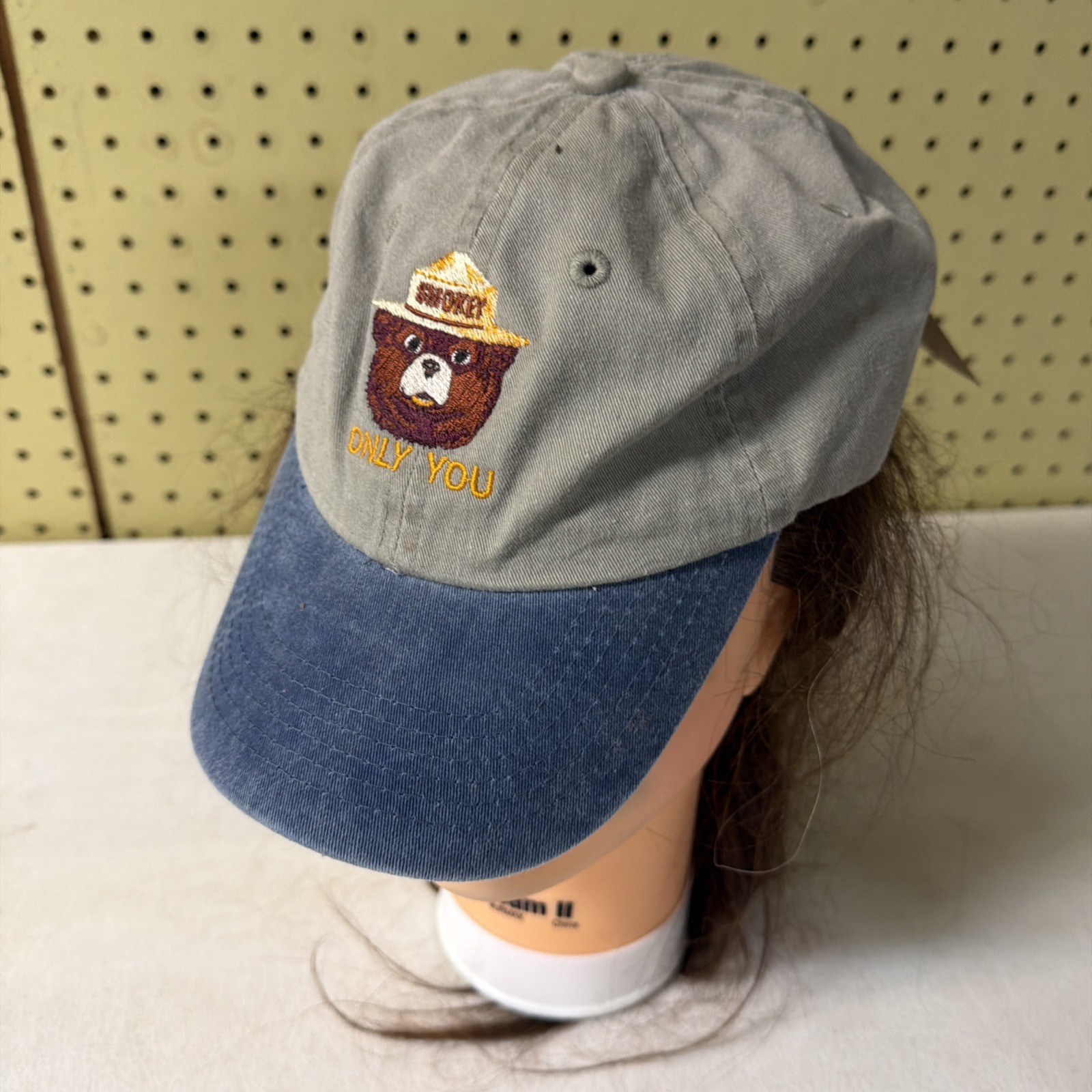 New Youth Smokey Bear “Only You” Tan & Blue Baseball Strap-back Hat Embroidered