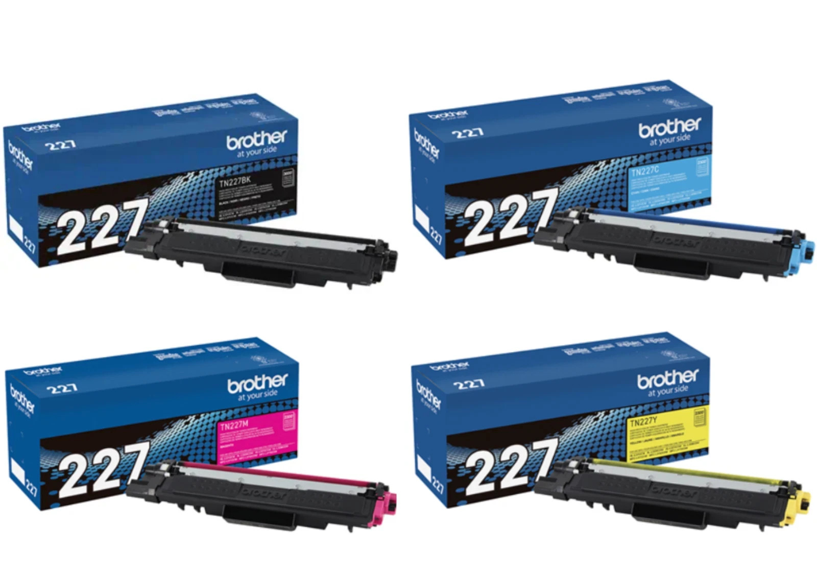 Genuine Brother TN227 High Yield Toner Set Black Cyan Magenta Yellow CMYK