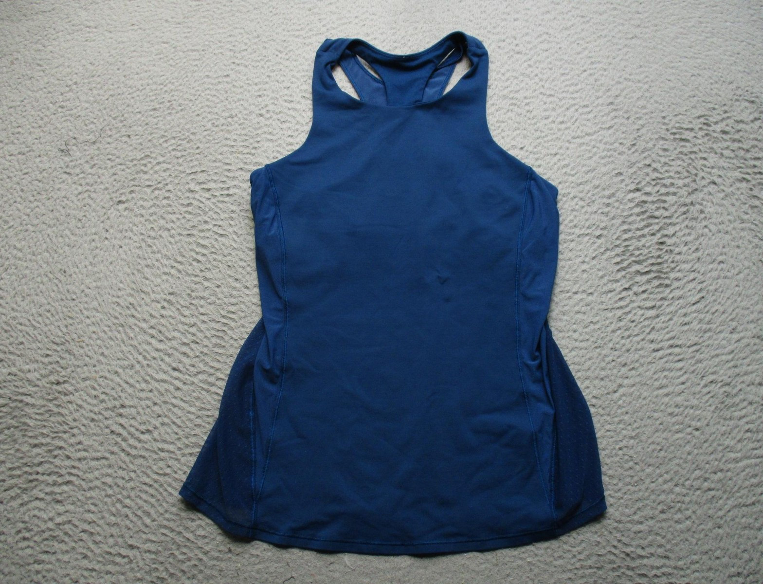 Lululemon Tank Top Womens 8 Blue High Neck Racerback Built In Bra Yoga Gym
