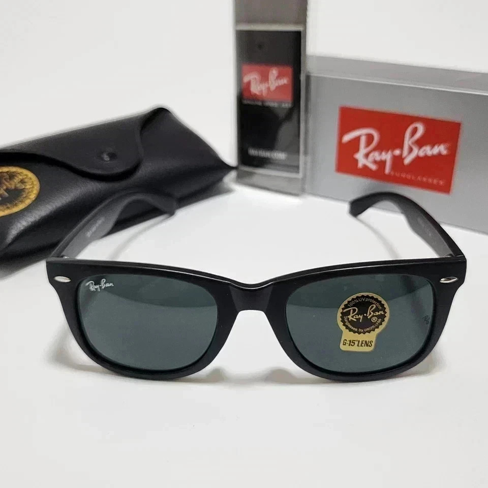 Ray-Ban RB2140 Wayfarer Sunglasses 50mm Frame Glossy Black Frame Gray Glass Lens