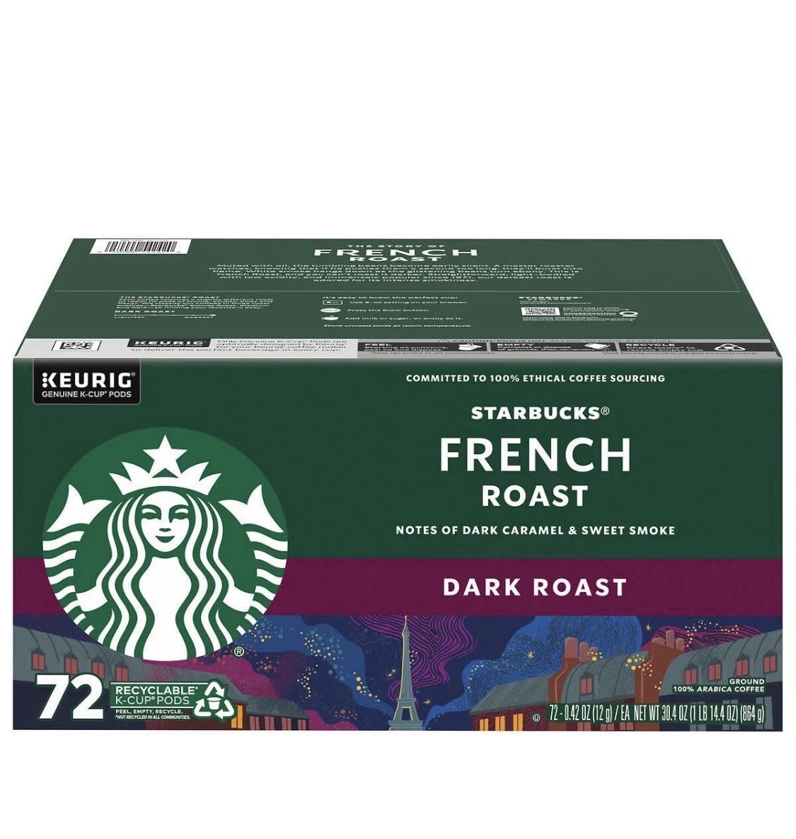 Starbucks French Dark Roast Coffee Keurig K-Cup Pod 72 Count 02/ 27 Or 06/27