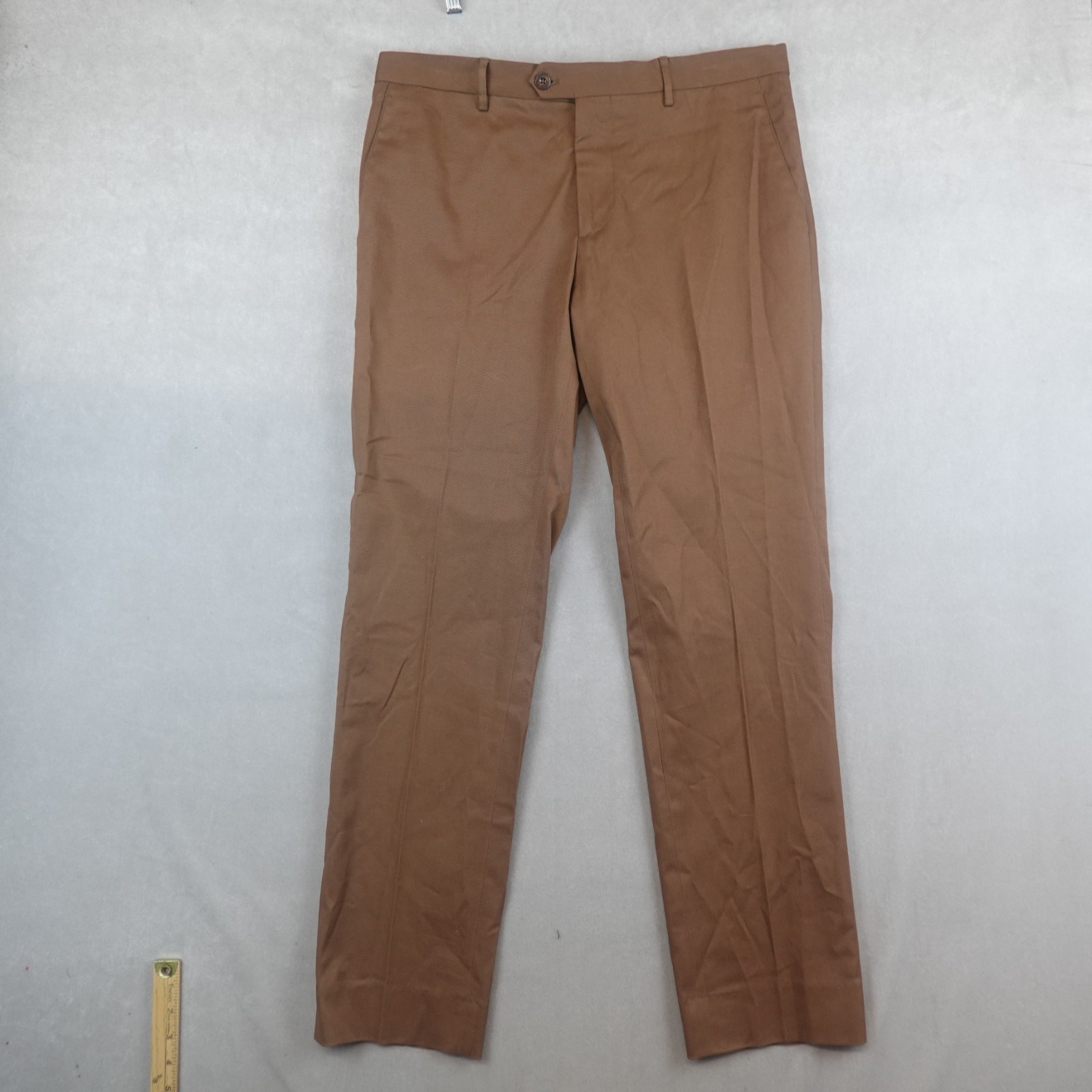 ETRO MILANO Pants Flat Front Straight Dress Trousers Size 50 Brown 34x32